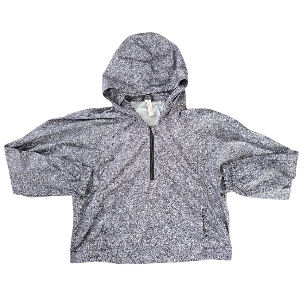 Lululemon Glaxy Hooded Pullover Windbreaker Black Gray Size 6